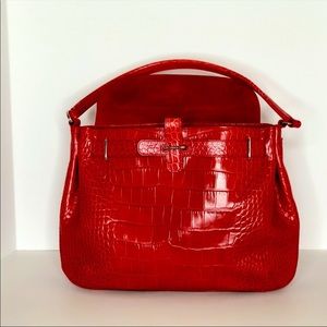 Furla Red Croc Embossed Bag